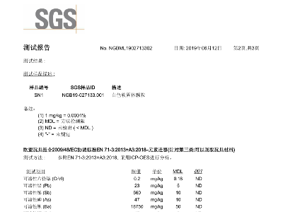 EN71-3 SGS 檢測(cè)報(bào)告